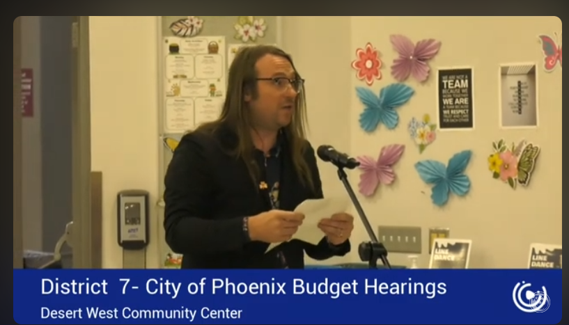 Rob Nolan at City budget hearing